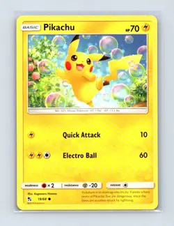 Pikachu 19/68 Common Hidden Fates Pokemon Lightly Played - Image 1