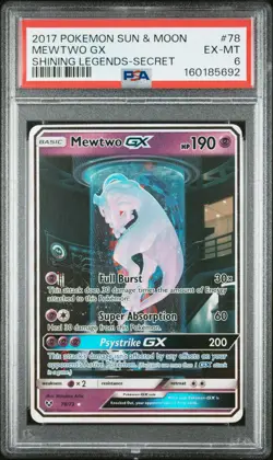 2017 Pokemon Shining Legends 78 Mewtwo GX PSA 6 160185692 - Image 1