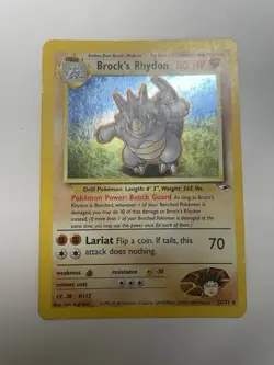 Pokemon TCG Brock's Rhydon Gym Heroes 2/132 Holo Unlimited Rare Card - Image 1