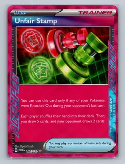 Pokemon SV06: Twilight Masquerade #165/167 Unfair Stamp - Image 1