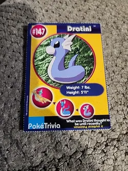 Dratini #147 Pokemon Burger King PokeTrivia Trading Card LP 1998 - Image 1