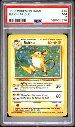 GRADED VINTAGE POKEMON - Raichu 014/102 Base Set Holo - PSA 7 - Image 1