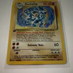 WOTC Pokemon TCG Machamp 8/102 Base Set Holo Rare 1999 English 100 HP 1st Ed - Image 3