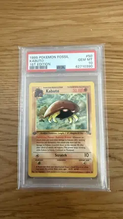 Pokemon TCG Kabuto 1st Edition 50/62 PSA 10 Gem Mint Fossil Base Set - Image 1