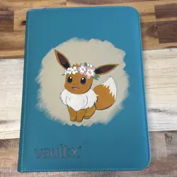 VAULT-X Teal 9-Pocket Binder Pokemon TCG Eevee Zip Ringless Side Load Painted - Image 1