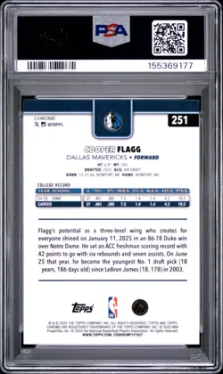 2025 Topps Chrome Cooper Flagg #251 PSA 10 - Image 2