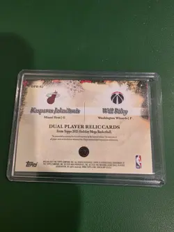 2025-26 Topps Holiday Dual Player Relic Kasparas Jakucionis/Will Riley DPR-KJ - Image 2
