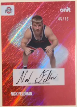 2025-26 Onit Athlete, Nick Feldman, Red Shimmer Auto /75 Ohio State Buckeyes - Image 1