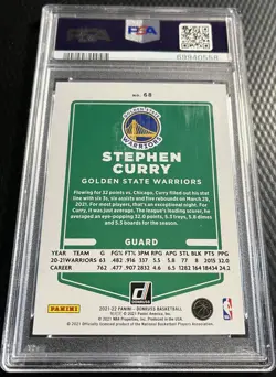 2021 Stephen Curry 11/15 PSA 10 Panini Donruss Holo Red/Blue Laser #68 Warriors - Image 2