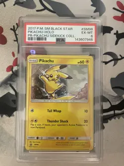 2017 POKEMON SM BLACK STAR PROMO PIKACHU SIDEKICK COLLECTION PIKACHU-HOLO PSA 6 - Image 1