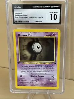 2001 Pokemon Unown 1 Neo Discovery 1st Edition 68/75 CGC GM 10 - Image 1
