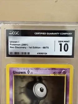 2001 Pokemon Unown 1 Neo Discovery 1st Edition 68/75 CGC GM 10 - Image 2