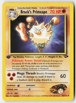 Pokemon Brock's Primeape - 35/132 - Uncommon Gym Challenge 1st Edition MP - Image 1