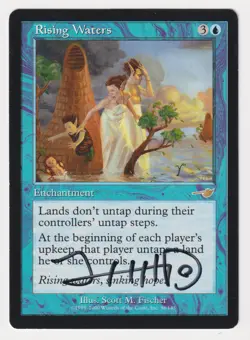 Signed Rising Waters MP Nemesis Artist Scott M. Fischer 2000 WOTC MTG Magic Rare - Image 1