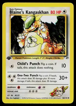 Pokemon Card - Blaine's Kangaskhan Gym Heroes 36/132 Uncommon 1st Edition - Image 1
