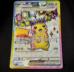 Pokemon Ultra Rare Pikachu ex #219/191 Sv08: Surging Sparks Holo, NM, Unplayed - Image 1
