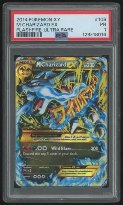 2014 XY - Flashfire M Charizard EX (X) (Secret) PSA 1 Secret Rare #108 - Image 1