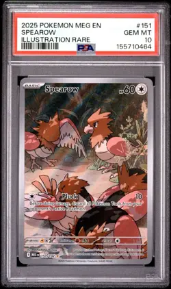 2025 Pokemon TCG Mega Evolutions Spearow Illustration Rare 151/132 PSA 10 - Image 1
