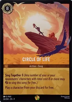 26/204 CIRCLE OF LIFE EN9 LEGENDARY DISNEY LORCANA CARD - Image 1