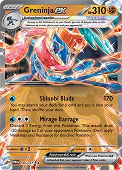 Greninja ex Pokemon Trading Card Near Mint English Holo 106/167 - Image 1