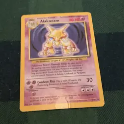 Pokemon TCG Alakazam Base Set Holo Rare 1/102 80 HP English 1999 Unlimited - Image 1