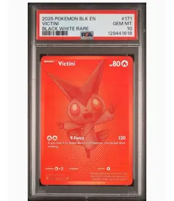 2025 POKEMON BLACK EN-BLACK BOLT BLACK WHITE RARE #171 VICTINI PSA 10 - Image 1