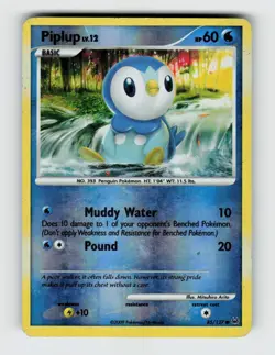 Piplup 85/127 Reverse Holo Common Platinum Pokemon 2009 Heavily Played - Image 1