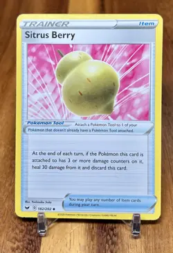 Sitrus Berry 182/202 Non Holo Sword & Shield Trainer Item Pokemon Card NM - Image 1