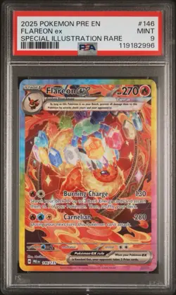 2025 POKEMON EN FLAREON EX PRISMATIC EVOLUTIONS SIR #146 PSA 9 - Image 1