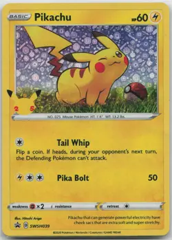 Pokemon Pikachu General Mills 25th Anniversary Black Star Promo Holo SWSH039 HP - Image 1