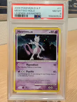 2008 Pokemon Diamond & Pearl Legends Awakened #11 Mewtwo Holo PSA 8 - SWIRL - Image 1