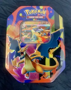 Pokemon Mega Charizard ex Factory Sealed Tin Box - Charizard Y - 4 Booster Packs - Image 1