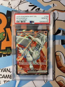 Pokemon 2025 White Reshiram Ex Ultra Rare #158 PSA 10 - Image 1