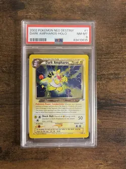 Pokemon Neo Destiny Dark Ampharos Holo Card 2002 #1/105 PSA 8 - Image 1