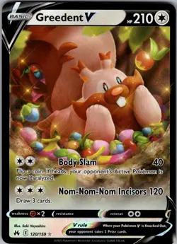 Greedent V 120/159 Holo V Rare Crown Zenith Pokemon Near Mint - Image 1