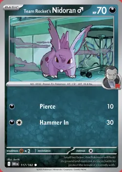 Team Rocket's Nidoran M 117/182 Pokemon SV10: DRI Common Reverse Holo 2025 NM - Image 1