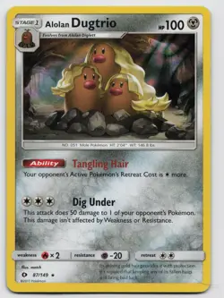 Alolan Dugtrio 87/149 Holo Holo Rare SM Base Set Pokemon Reverse Holo Near Mint - Image 1