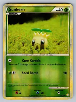 Sunkern 85/123 Reverse Holo Common HeartGold & SoulSilver Pokemon Damaged - Image 1