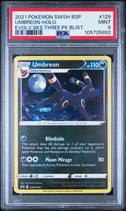 2021 POKEMON SWSH BLACK STAR PROMO #129 UMBREON-HOLO PSA 9 - Image 1