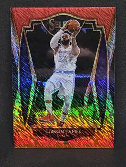 2020-21 Panini Select - Premier Level LeBron James #113 Red White Orange Shimmer - Image 1