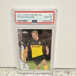 2019-20 Topps Chrome UCL Erling Haaland #74 RC Rookie PSA 10 Gem Mint - Image 1
