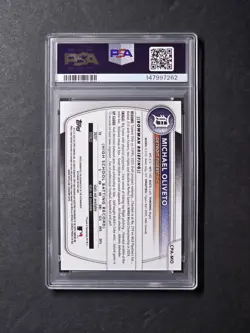 Michael Oliveto Auto /249 Purple PSA 10 - 1st Bowman Chrome 2025 Draft Tigers - Image 2