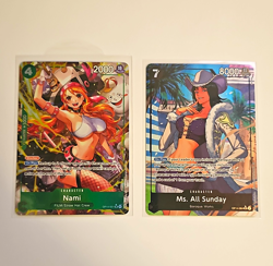 Bandai ONE PIECE Card Game OP-04 Alt Art Nami OP04-013 Ms. All Sunday OP04-048 - Image 1