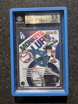Bandai One Piece Monkey D. Luffy EB02-010 Leader Promo BGS 9.5 LA Dodgers Day - Image 1