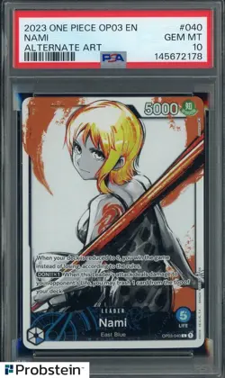 2023 One Piece OP03 EN Alternate Art #040 Nami PSA 10 GEM MINT - Image 1