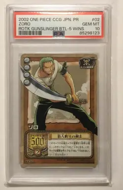 One Piece Bandai 2002 Zoro Tournament Promo Gunslinger Battle - 5 Wins - PSA 10 - Image 1
