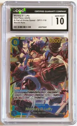 2025 One Piece Monkey D. Luffy OP11-118 Secret Rare CGC 10 Gem Mint English - Image 1