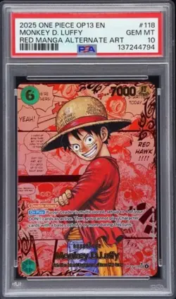 Op13-118 red manga luffy psa 10 - Image 1