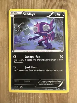 Pokemon TCG Sableye Dark Explorers 62/108 Regular Uncommon MP - Image 1