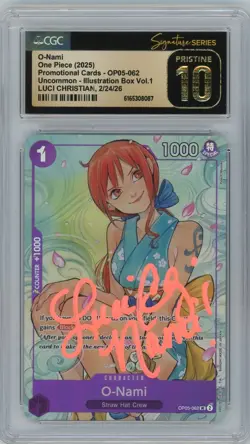 CGC Pristine 10 Luci Christian Signed O-Nami (Illustration Box Vol.1) OP05-062 - Image 1